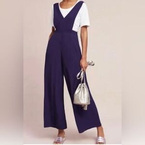 Maeve Athropologie Jumpsuit Women’s 4 Purple Palazzo Leg Overalls